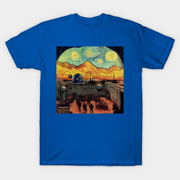 Starry Night in Mos Eisley Tatooine T-Shirt by Grassroots Green